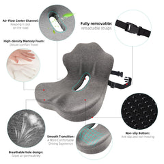 GtuiBugt car-seat cushion fits vehicles and reduces seating fatigue.