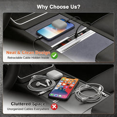 Guaiblue four-port charger powers phones, tablets, and accessories while driving.
