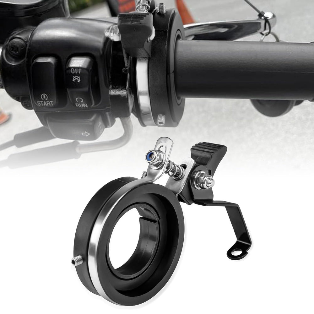 GUAIMI cruise control mounted on Harley grip for smooth long-ride throttle management.