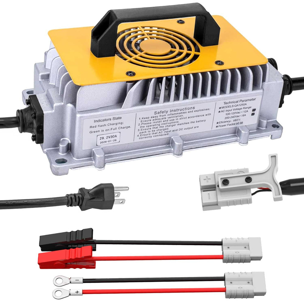 Guanlan 29.2V charger front view powers 24V LiFePO4 batteries reliably.