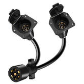 Gubrdfrsod 7-pin trailer extension with dual female sockets for versatile towing setups