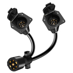 Gubrdfrsod 7-pin trailer extension with dual female sockets for versatile towing setups
