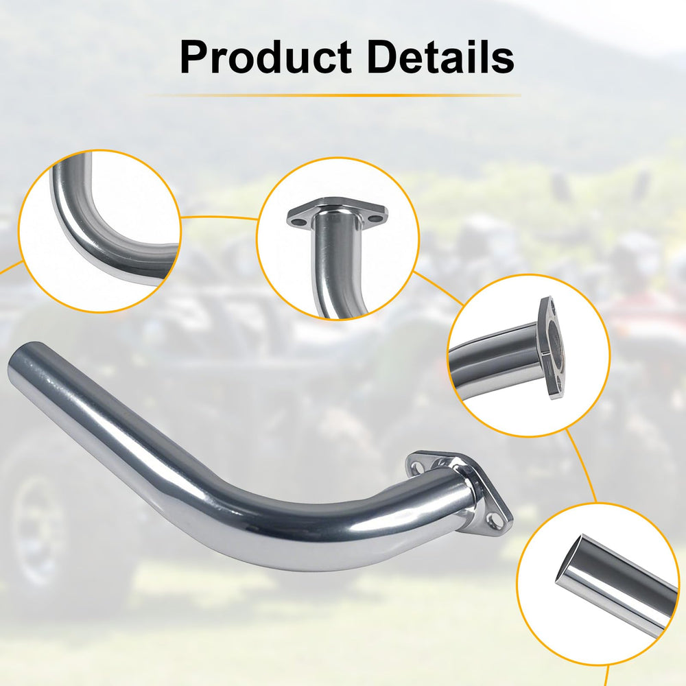 Gucididak exhaust header pipe with screws and gasket ready for mounting.