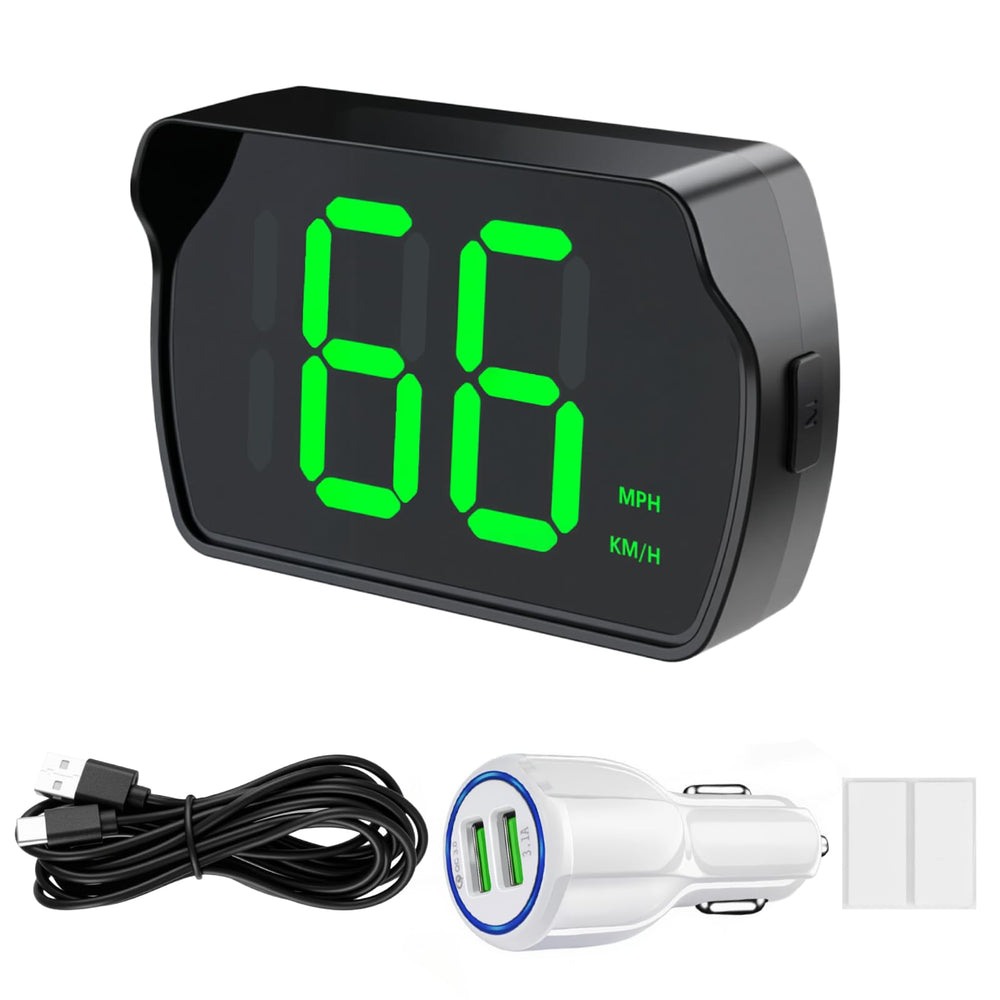 GUGUMO GPS speedometer display with bright LED digits for clear daytime visibility.