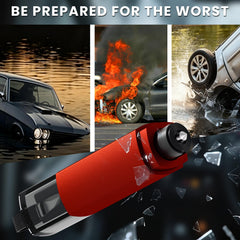 Guistekno hammer head retracted for safe storage in vehicle compartments.