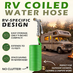 Gulfmew RV exterior shower hose extends to 15 ft for flexible outdoor use