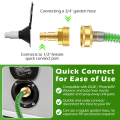 Gulfmew spring guard on hose prevents kinks and leaks during use