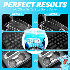 Gunk Getter gel used on a keyboard to pick dust from keys.