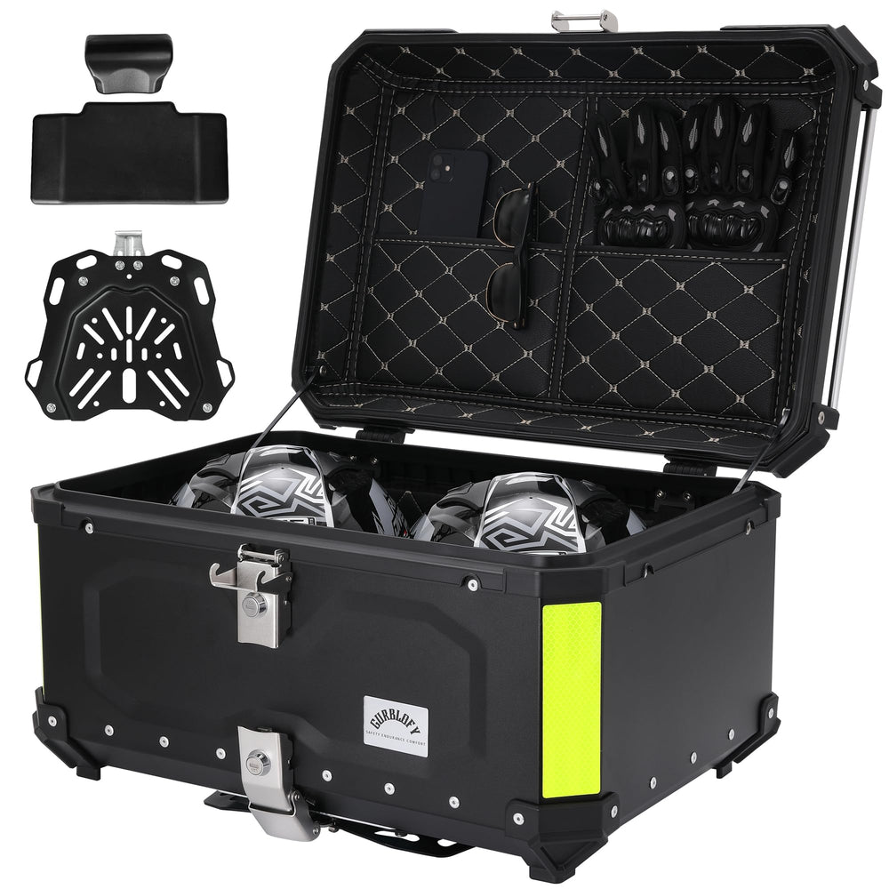 Gurblofy 65L top case with aluminum body for durable storage