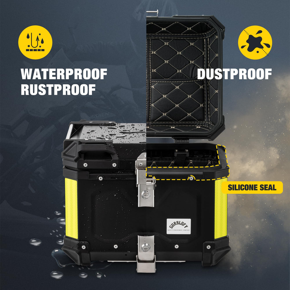 Gurblofy waterproof and dustproof seal protects gear inside the top case.