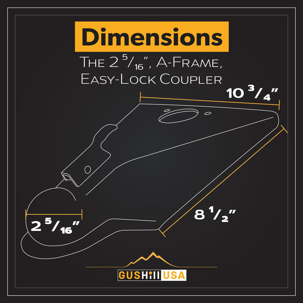 GusHill GH25200 A-frame coupler side view shows rugged construction for weather resistance.