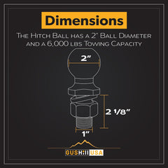 GusHill GH40004 chrome hitch ball offers up to 6,000 lbs towing capacity