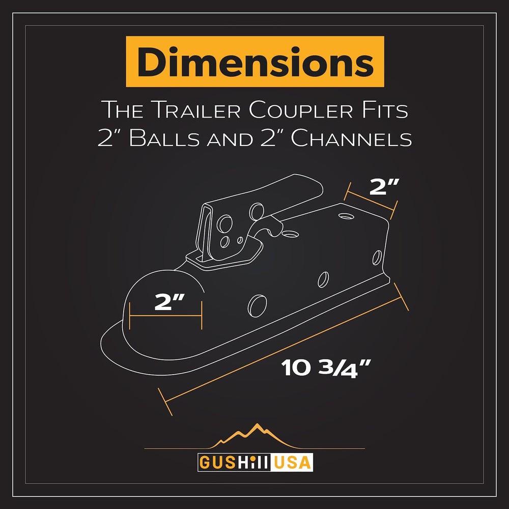 GusHill GH25153 2-inch hitch ball compatible coupler with zinc plating for weather resistance
