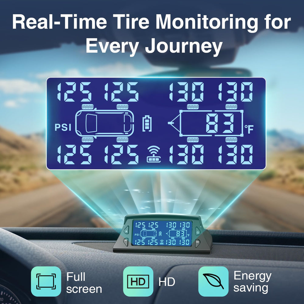 GUTA GT40 LCD display close-up showing tire status at a glance.