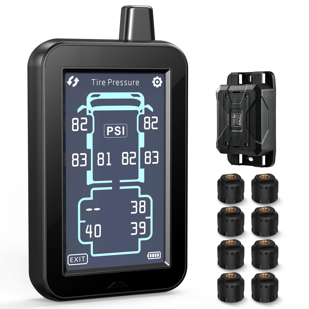 GUTA GT80 touchscreen display showing real-time tire data for RVs