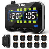 GUTA Trailer TPMS display showing 10 sensors for real-time tire monitoring.