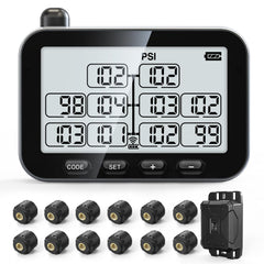 GUTA trailer TPMS front display shows up to ten tires at a glance.