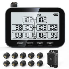 GUTA Trailer TPMS main screen shows all tire data at a glance.