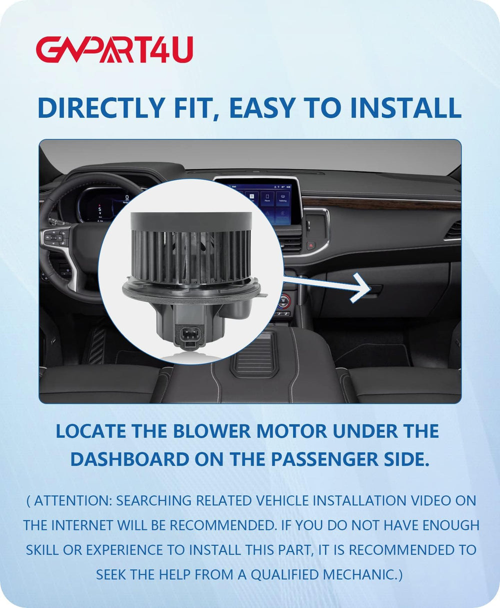 GVPART4U front blower motor for GMC Yukon 1500 ensures consistent cabin air.