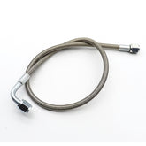 GXARTS 24-inch billet steel braided oil feed line for durable turbo installations.