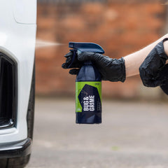 Gyeon Bug and Grime Remover on painted panels dissolving bug splatter safely.