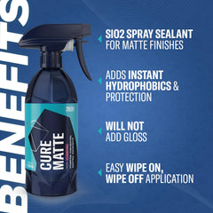 GYEON Cure Matte shows water bead formation on satin paint