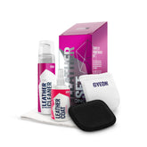 Gyeon Leather Set bottle cleaner demonstrates prep for clean, matte leather.