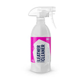 GYEON LeatherCleaner Natural bottle pour demonstrates easy, residue-free cleaning for luxury seats