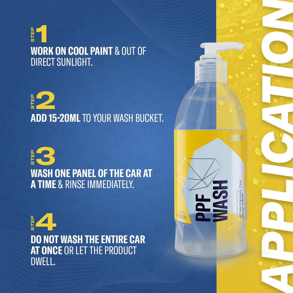 Foaming action of Gyeon PPF Wash lifting contaminants from film surfaces