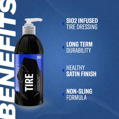 Gyeon SiO₂ gel forms a hydrophobic barrier that repels water and grime.