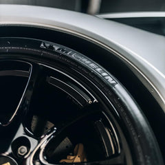 Gyeon coat applied for professional-looking, long-lasting tire protection and ease of use.