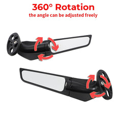 GYMARK aero wing mirror closed position for improved aerodynamics during rides.