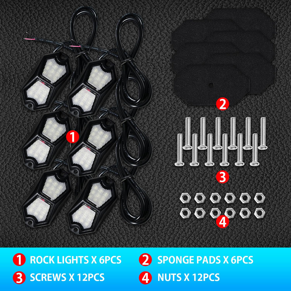 GZ5CG six-pack rock lights with mounting hardware and pads