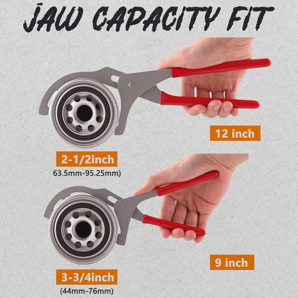 GZZTORES 12-inch oil filter wrench side view with broad reach.