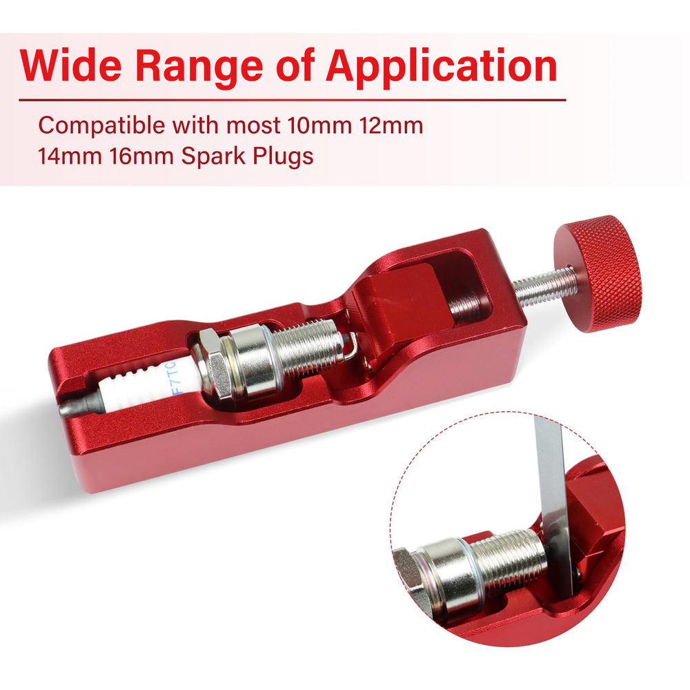 GZZTORES spark plug gap tool in use on a spark plug