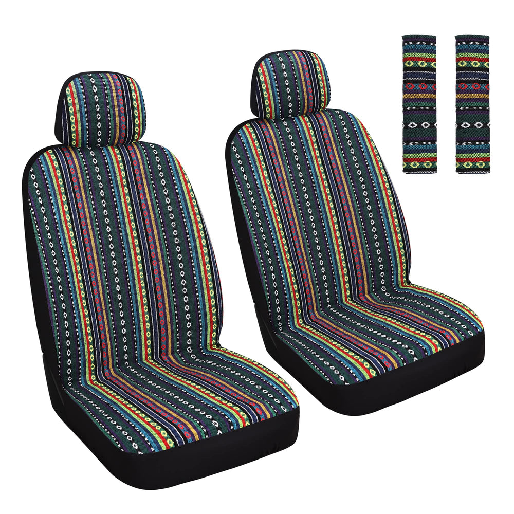 HAIYAOTIMES Baja saddle blanket front seat cover adds color and protection.