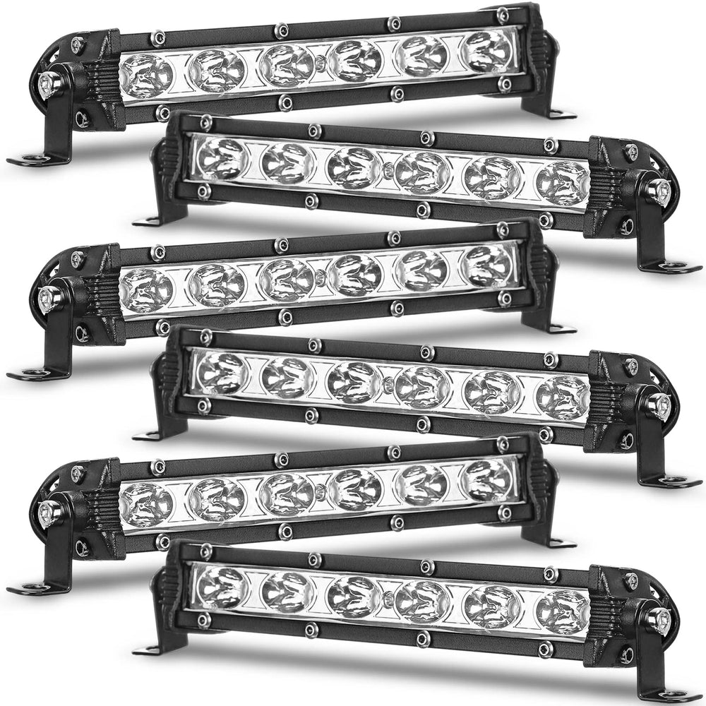 Hanaive six-pack 7-inch LED bar pods front view for improved night visibility.