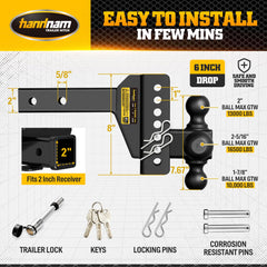 Handnam easy-adjust system allows quick ball height changes.