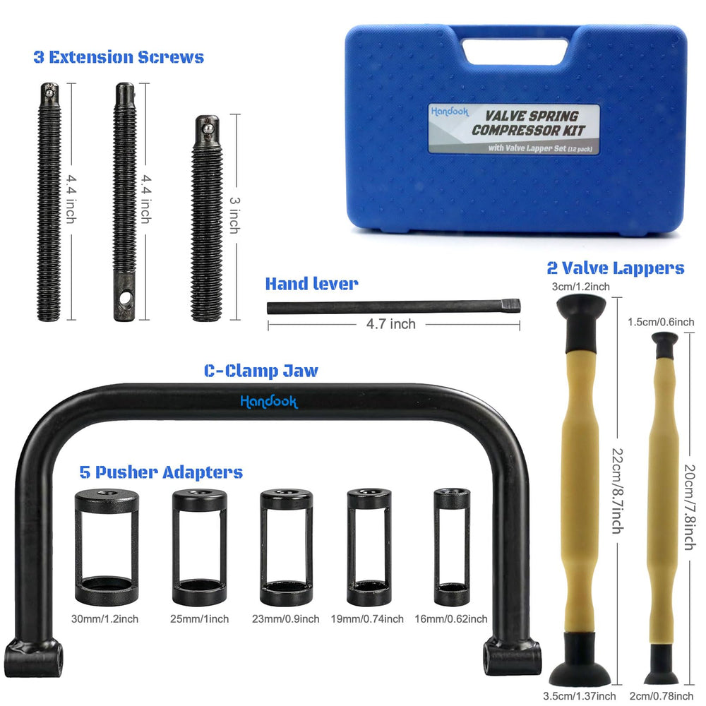 Handook 16mm pushers enabling precise valve spring compression on engines