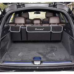 Hanemia collapsible car storage bag saves trunk space when not in use.