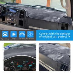 HanLanKa dash mat in premium gray carpet guards against sun damage.