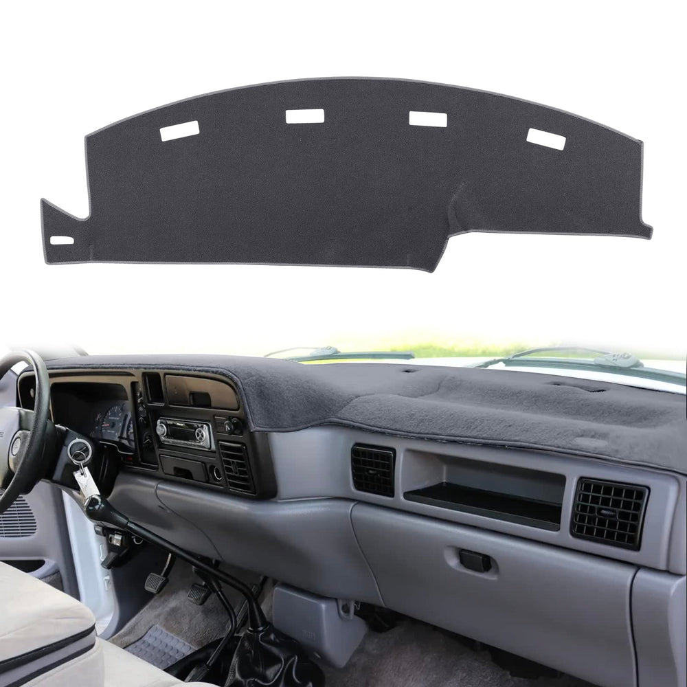 HanLanKa dashboard cover for Dodge Ram 94-97, front view shows snug fit and breathable fabric.