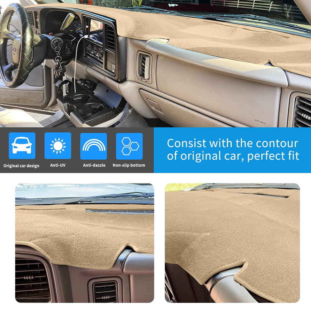HanLanKa dashboard cover for GMC Sierra reduces reflections, improving visibility on bright days.