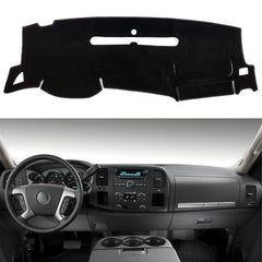 HanLanKa dashboard cover for GMC Sierra and Silverado shows a custom-fit dash protection against sun damage.