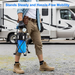Hansing filter capacity up to 25,000 gallons for long trips.