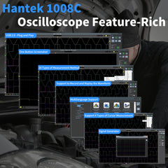 Hantek analogue signals graph displays 12-bit detail for precise analysis.