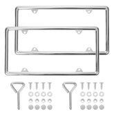 Hanwell chrome license-frame front view shows its durable rust-resistant finish and sleek shine