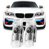 HAOGI Never Fade HD door light projector displays the BMW logo for elevated entry ambiance.