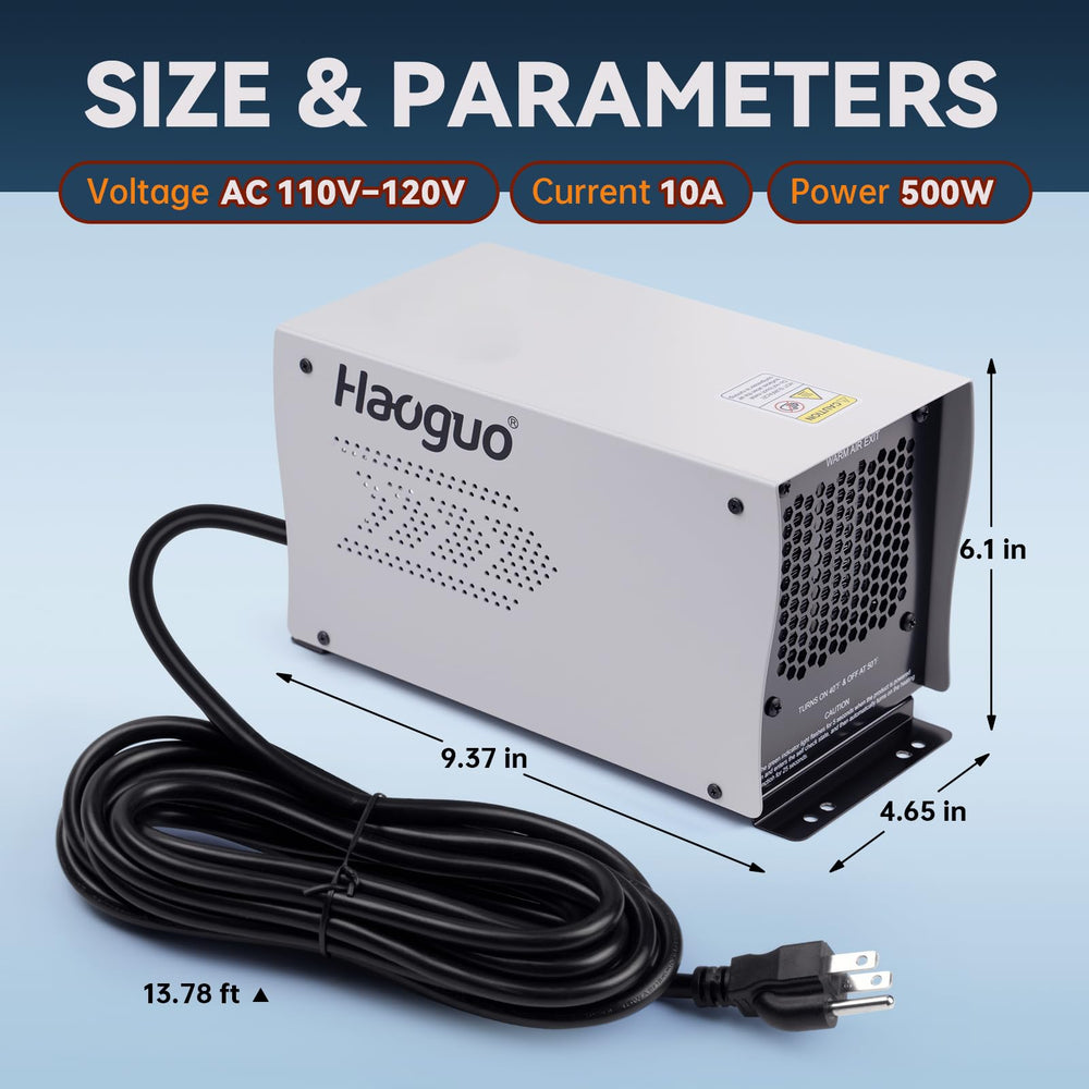 Haoguo compact engine-compartment heater fits tight spaces for easy installation.
