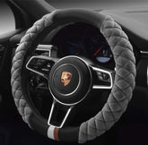 HAOKAY luxury fluffy steering wheel cover close-up showing plush texture and grip